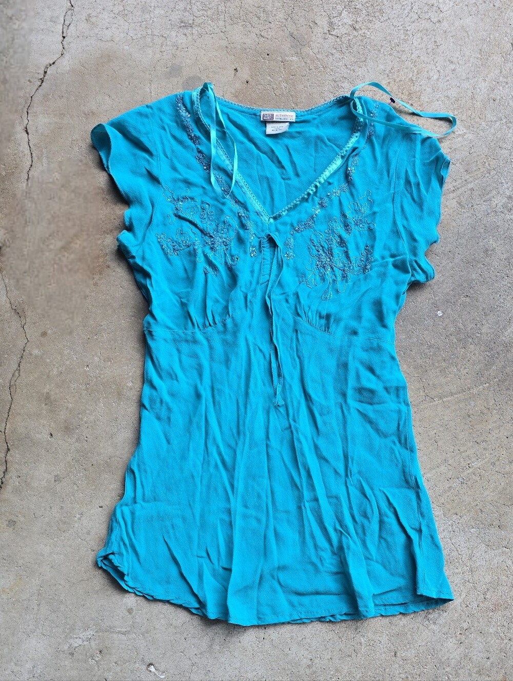 VTG Y2K Beaded Silk Baby Doll Fairy Whimsical  Top